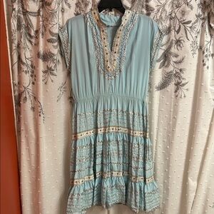 VINTAGE Embroidered Blue Square Dancing dress